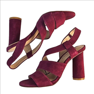 Antonio Melani Layren Suede Leather Raspberry Slingback Strappy Open Toe…